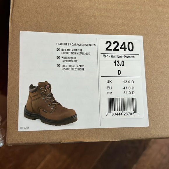 Men’s Size 13 Non-Metallic Toe, Waterproof 2240 Red Wing Work Boots NIB - Picture 9 of 9